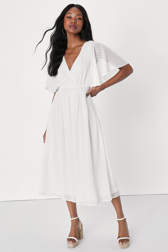 white midi dress with sleeves